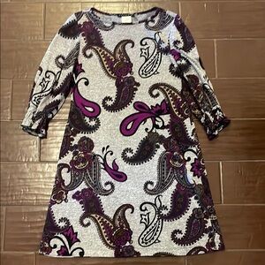 Paisley Print Dress - Purple and Grey
